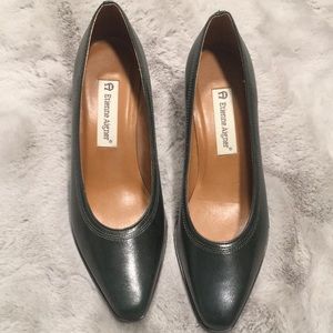 Etienne Aigner classic green leather heel.